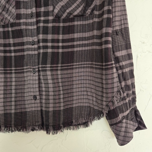 Cloth & Stone Charcoal and Black Checkered Button-Down Shirt - Picture 2 of 5